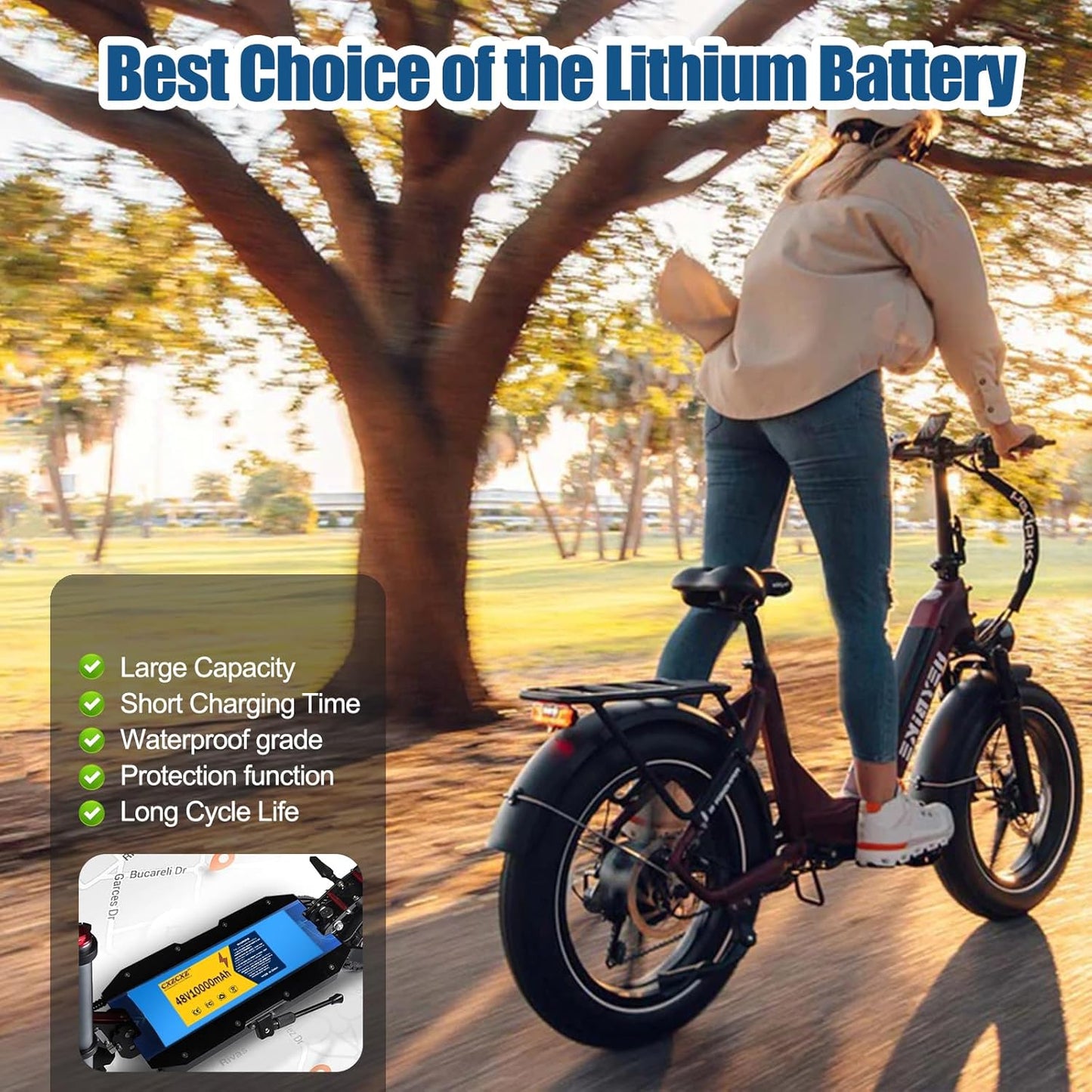 48V 10Ah Ebike Battery Pack with 20A BMS - Rechargeable Lithium Battery for Scooters, ATVs, Solar Storage & 250-1000W Electric Bicycles