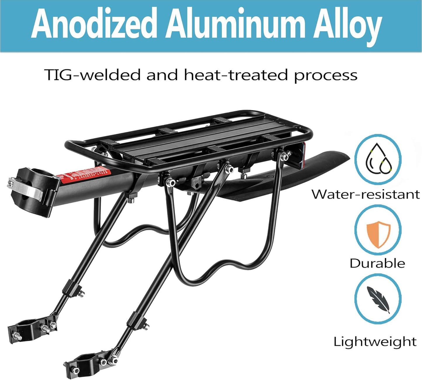 Rear Bike Rack with Fender & Large Reflective – Quick Release Universal Bicycle Luggage Rack, Large Capacity Pannier Rack for Mountain Road Bikes