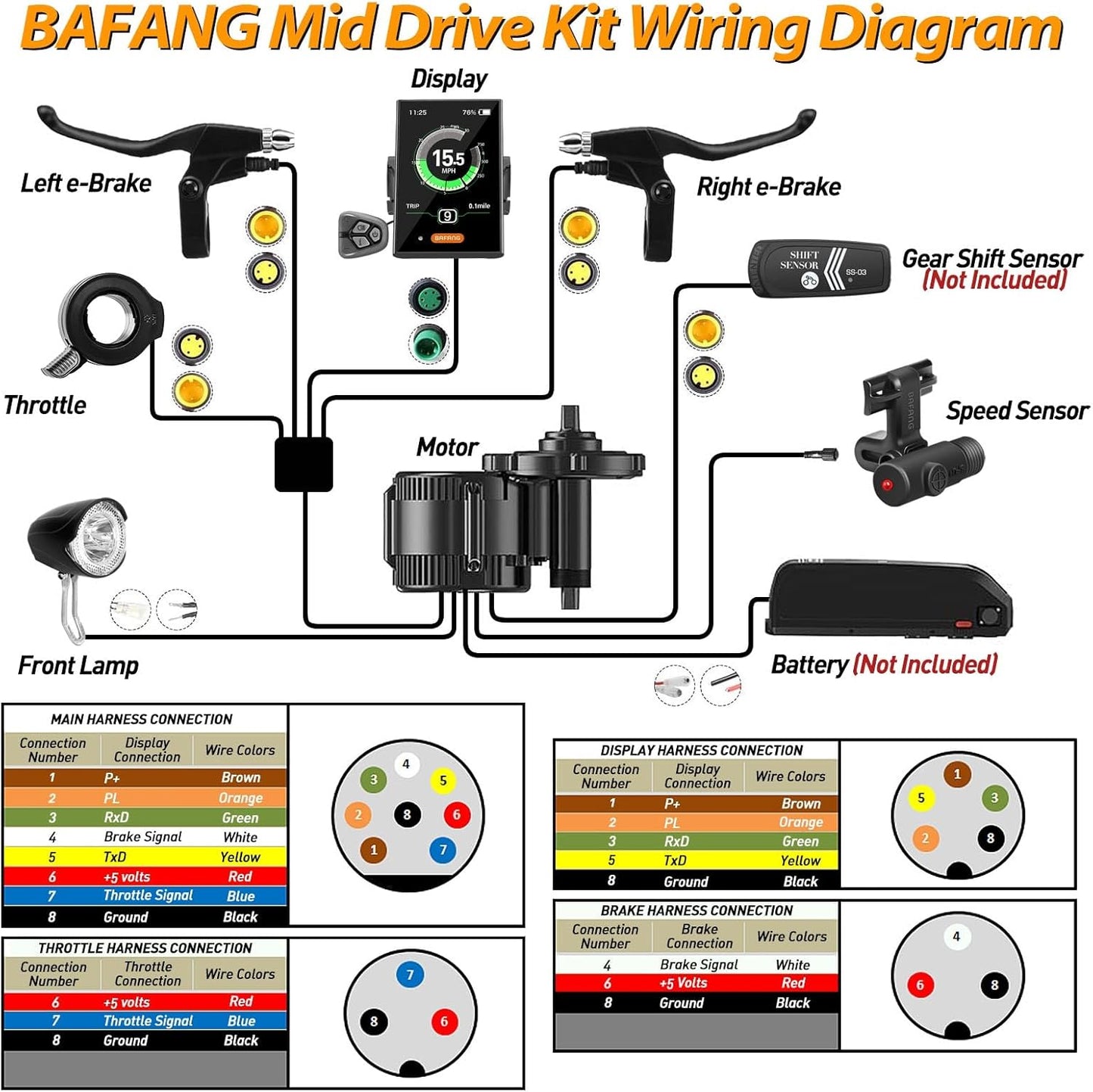 Bafang BBS-HD 1000W Mid Drive Conversion Kit - 48V Downtube Battery & Display