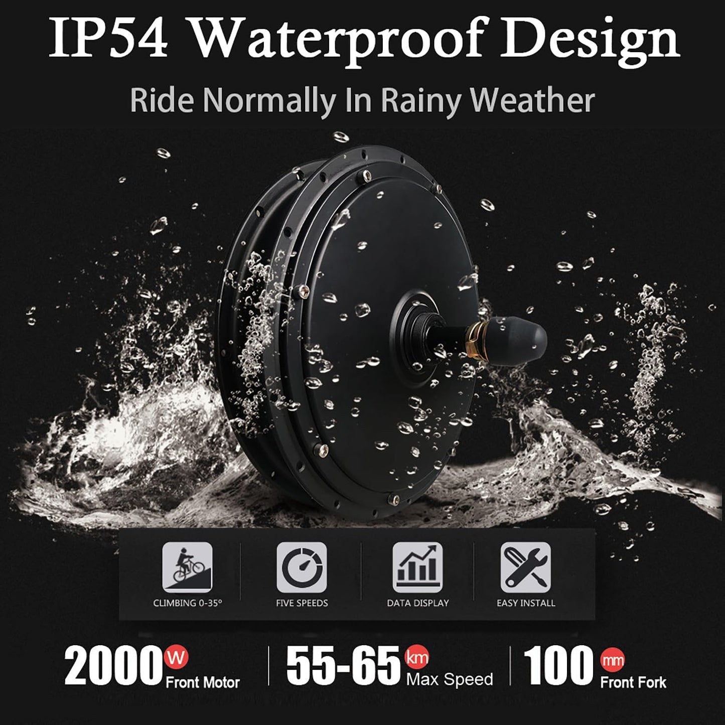 2000W 48V Front Wheel E-Bike Conversion Kit - Fits 20" to 29" Bikes | Includes S866 LCD Display & 40A Controller | Mountain/Road Bike Electric Motor Kit