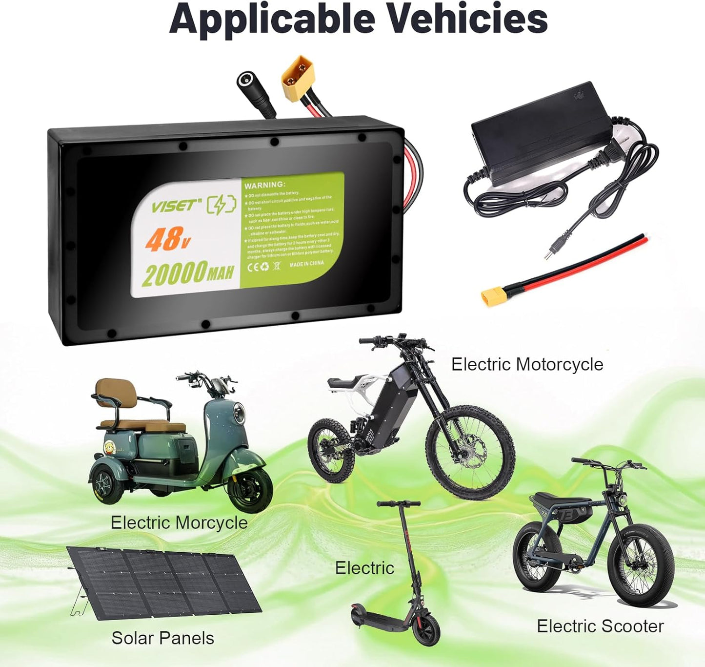 48V 20000mAh Ebike Battery Pack with Case - 30A BMS, Waterproof & Shockproof for 200W-1200W E-Bikes & Scooters