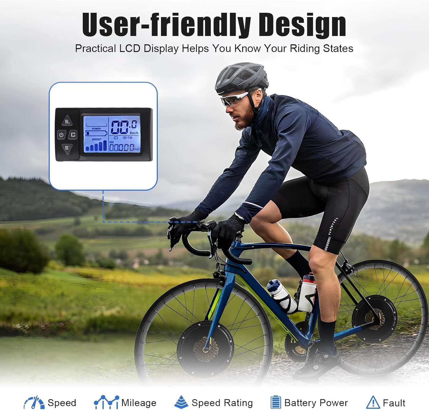 1500W 48V E-Bike Conversion Kit - 26" Rear Wheel Motor for Fat Tire Bicycles