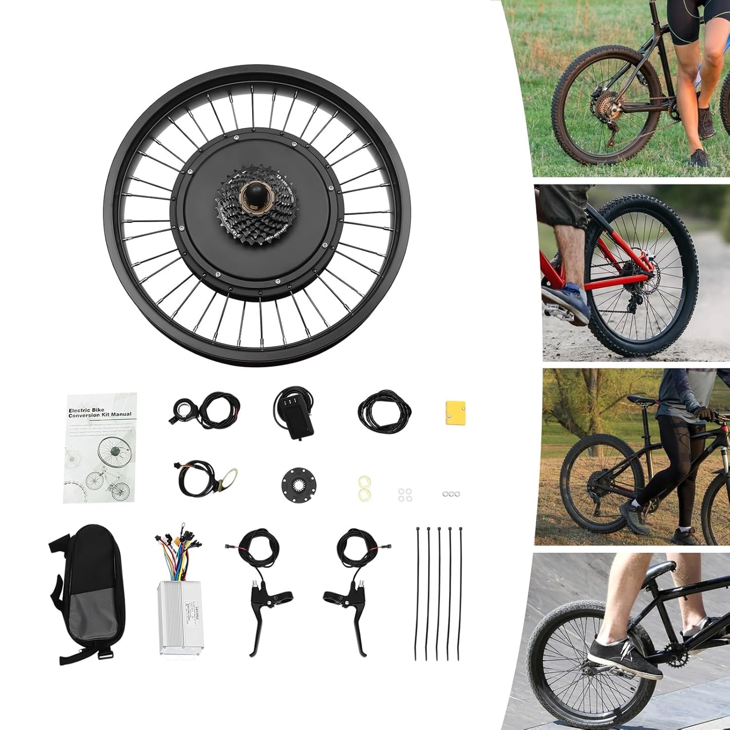 20" 48V 2000W E-Bike Conversion Kit, Rear Wheel Motor for Snow Bike & Snowmobile