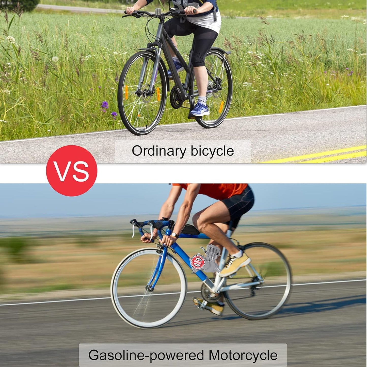 80cc Motorized Bike Kit - 2 Stroke Gas Engine Conversion for 26-28" Bikes (Silver)