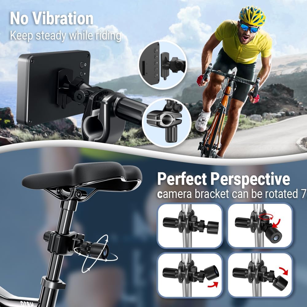 HD Night Vision Bike Mirror with 4.3" Screen | 145° Rear View Camera for Mountain & Road Bicycles