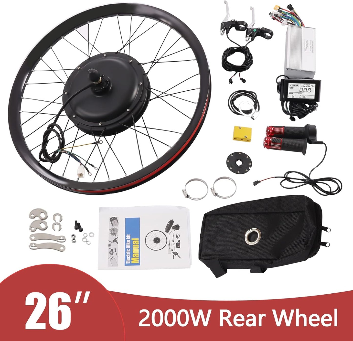 36V 350W Electric Bike Front Wheel Conversion Kit for 26" Bikes | 35 Km/H Speed with LCD Display & Controller