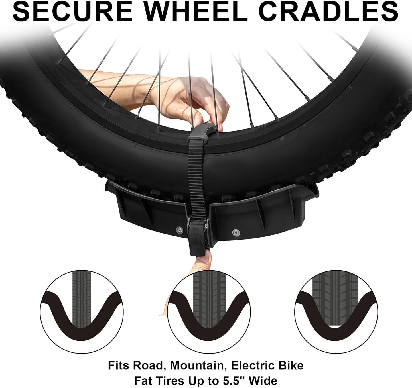 160 lbs 2 E Bike Rack Hitch Mounted – Wobble Free Smart Tilting Folding Electric Bike Racks with Lock, 2" Hitch, Fits 5.5" Fat Tires for Car SUV Trucks