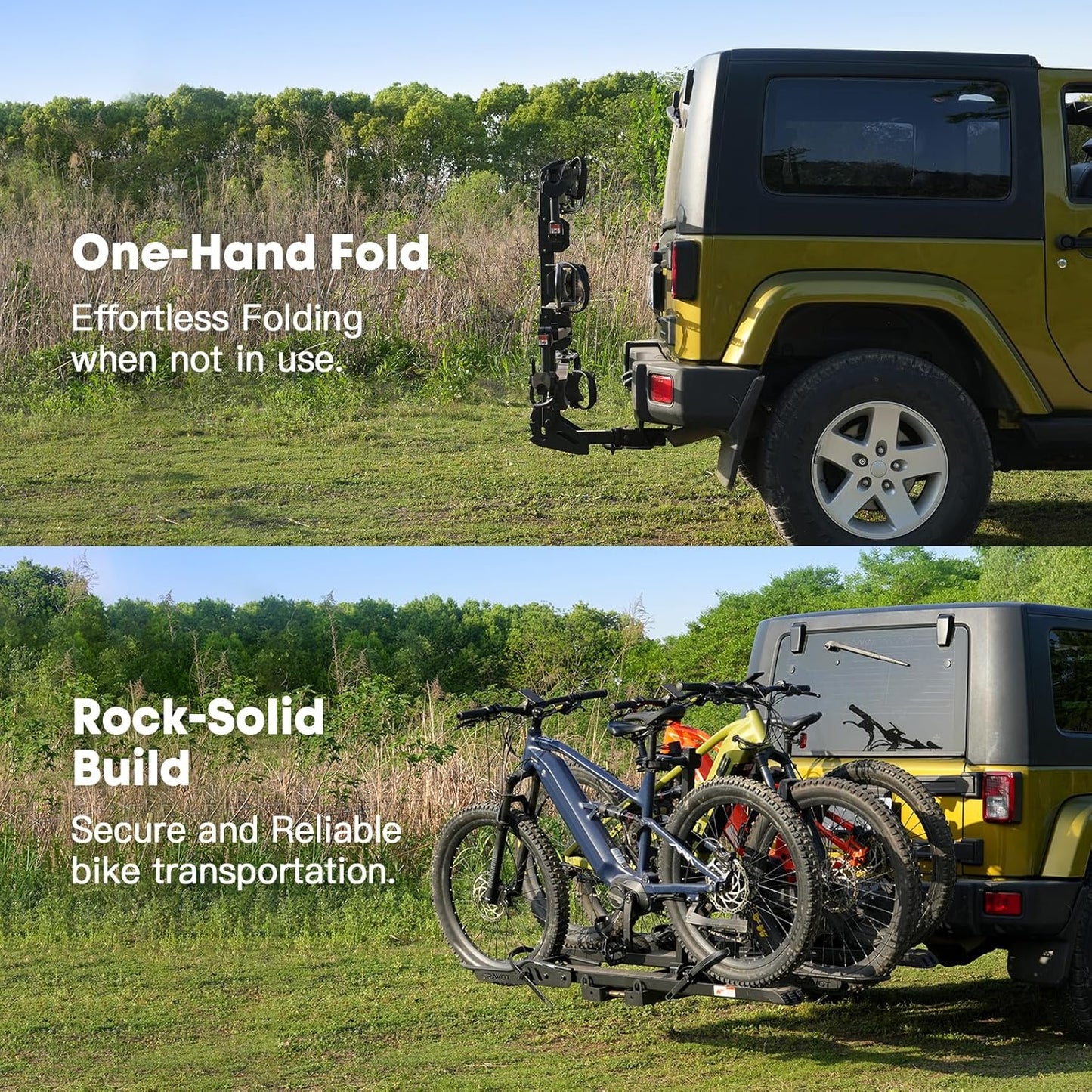 CyberRack S3 E-Bike Rack - 300 lbs Capacity, Tow Hitch 3-Bike Carrier for Heavy Electric & Fat Tire Bikes | Folds Up When Not In Use