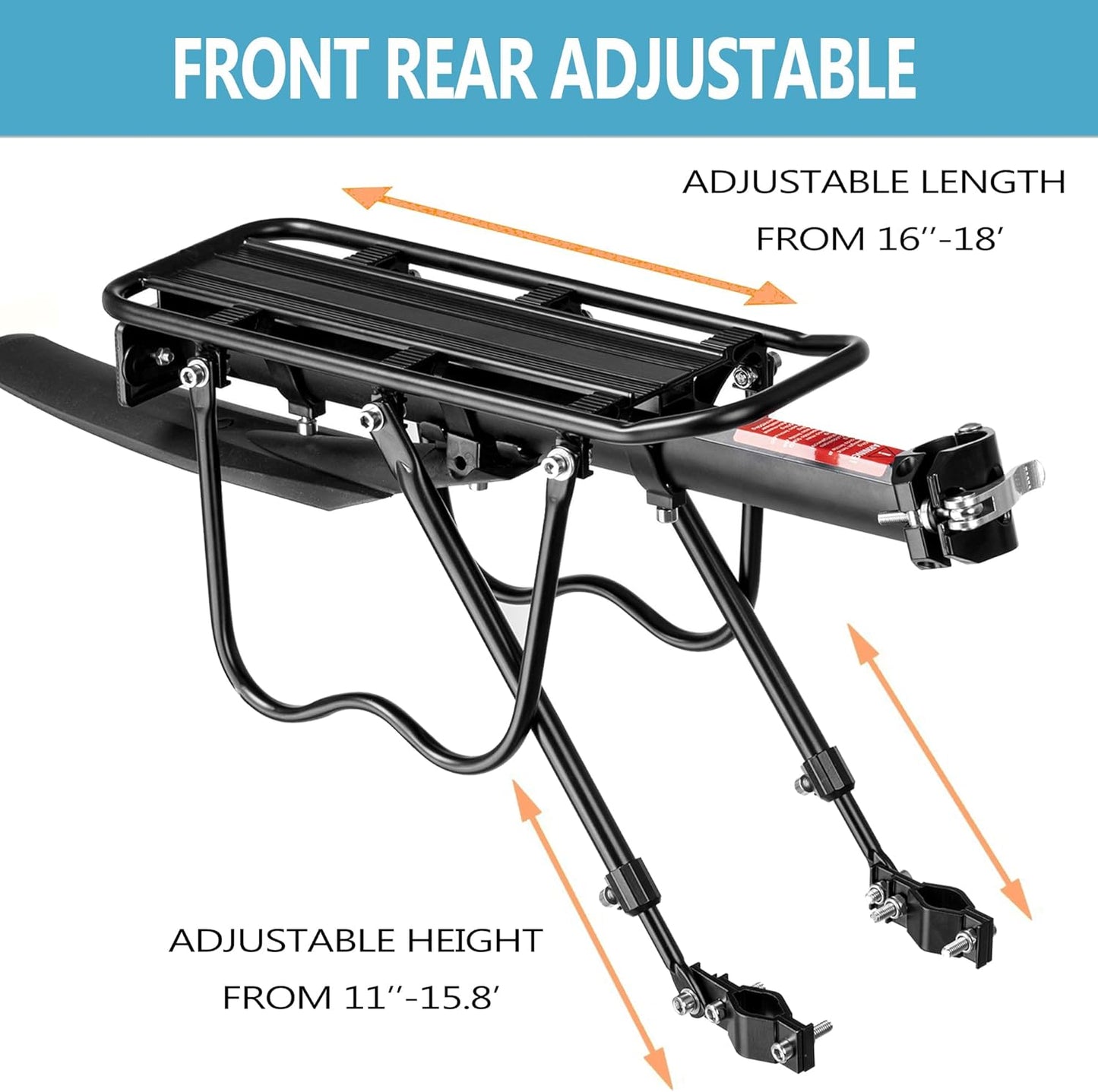 Rear Bike Rack with Fender & Large Reflective – Quick Release Universal Bicycle Luggage Rack, Large Capacity Pannier Rack for Mountain Road Bikes