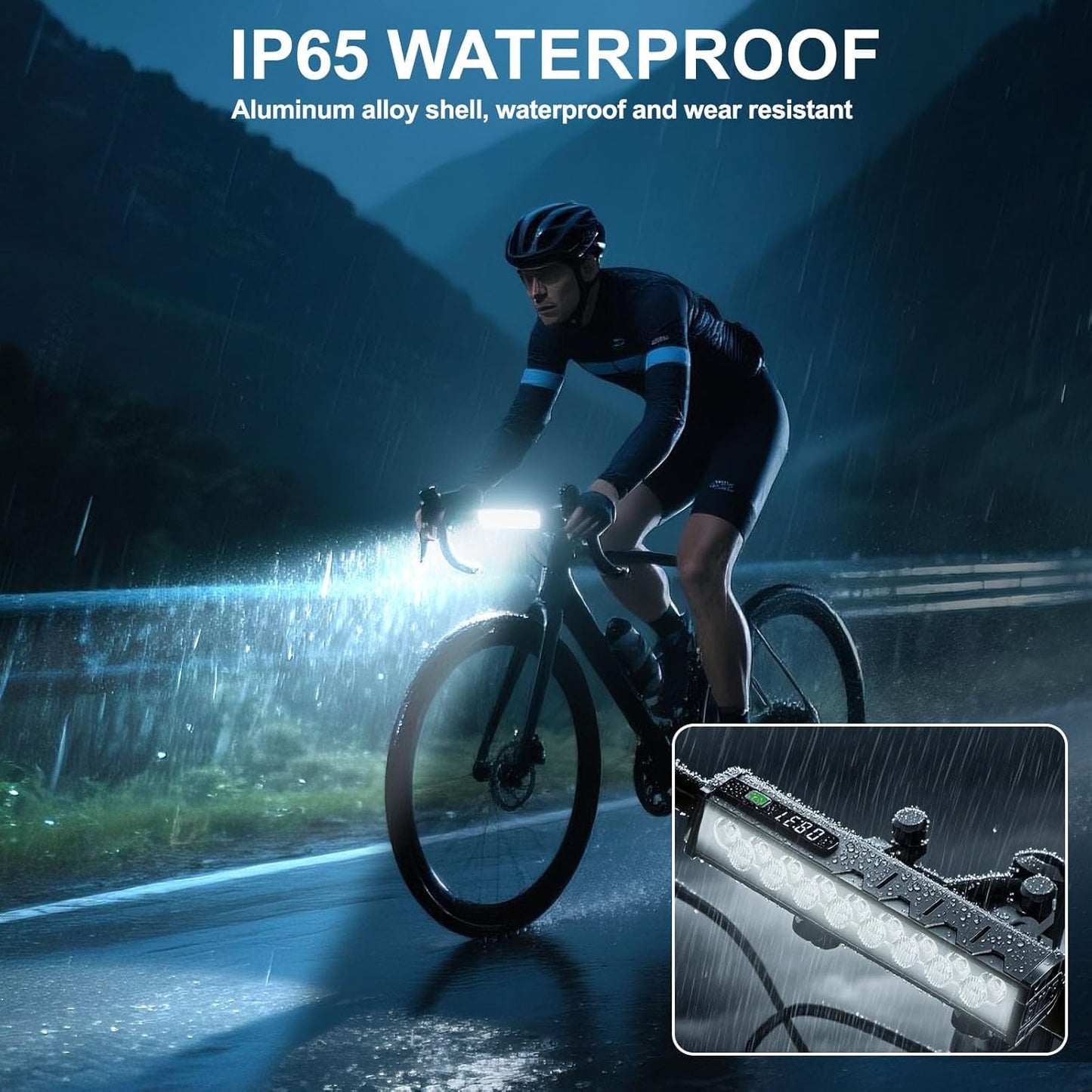 4800 Lumen Super Bright Bike Light Set - USB-C Rechargeable, IP65 Waterproof Bicycle Headlight for Commuters, Adults & Kids