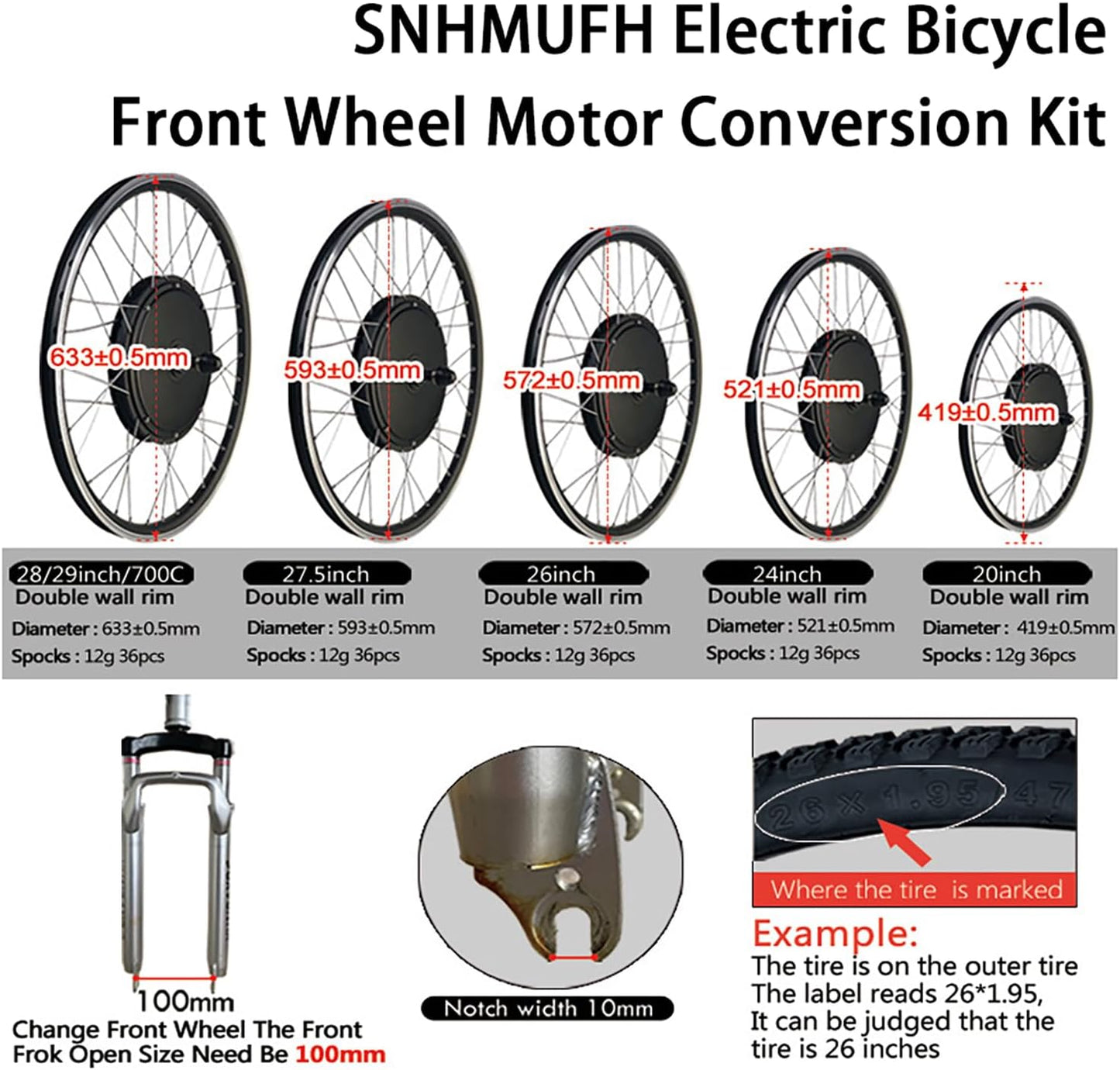 2000W 48V Front Wheel E-Bike Conversion Kit - Fits 20" to 29" Bikes | Includes S866 LCD Display & 40A Controller | Mountain/Road Bike Electric Motor Kit