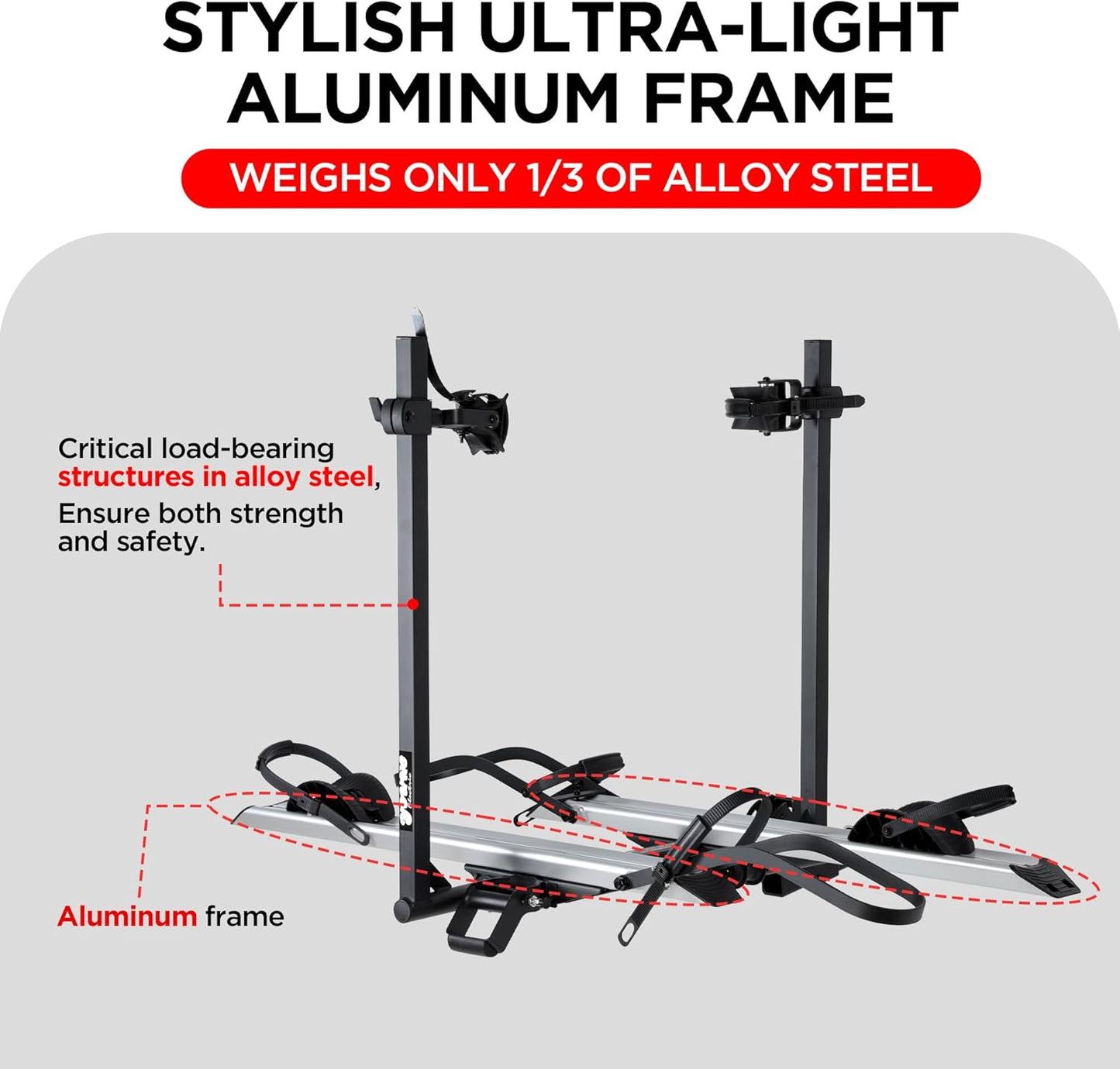 200 LB Capacity Heavy Duty Offroad Ebike Rack – 2 inch Hitch, Anti-Wobble, Folding, Fat Tire Compatible for SUV Truck RV