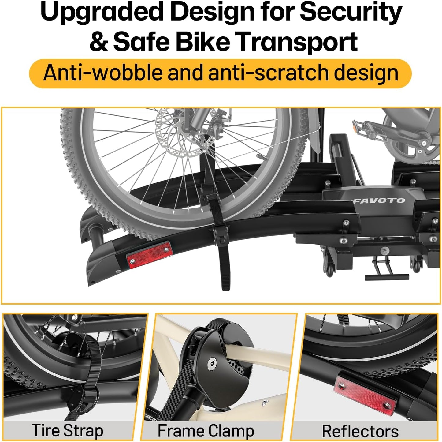 200 lbs Bike Rack for Car with Ramp – 2-Bike Hitch Mount for E-Bikes, Foldable & Tilt-Back, Fits 2" Receiver SUV Truck