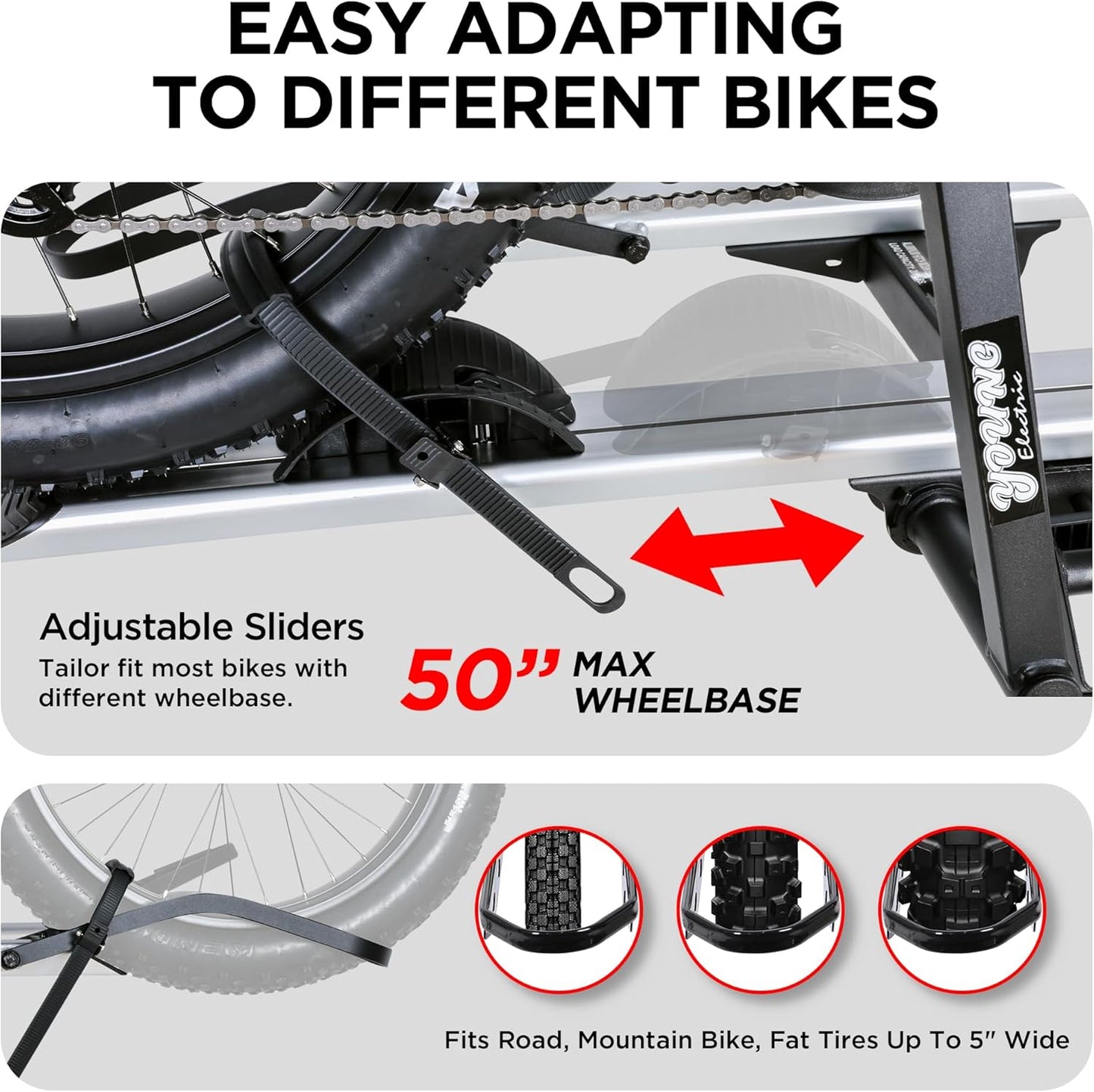 200 LB Capacity Heavy Duty Offroad Ebike Rack – 2 inch Hitch, Anti-Wobble, Folding, Fat Tire Compatible for SUV Truck RV