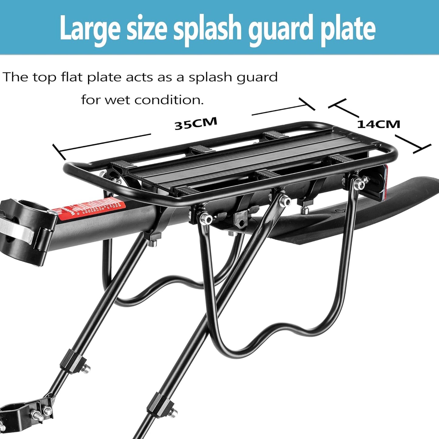 Rear Bike Rack with Fender & Large Reflective – Quick Release Universal Bicycle Luggage Rack, Large Capacity Pannier Rack for Mountain Road Bikes