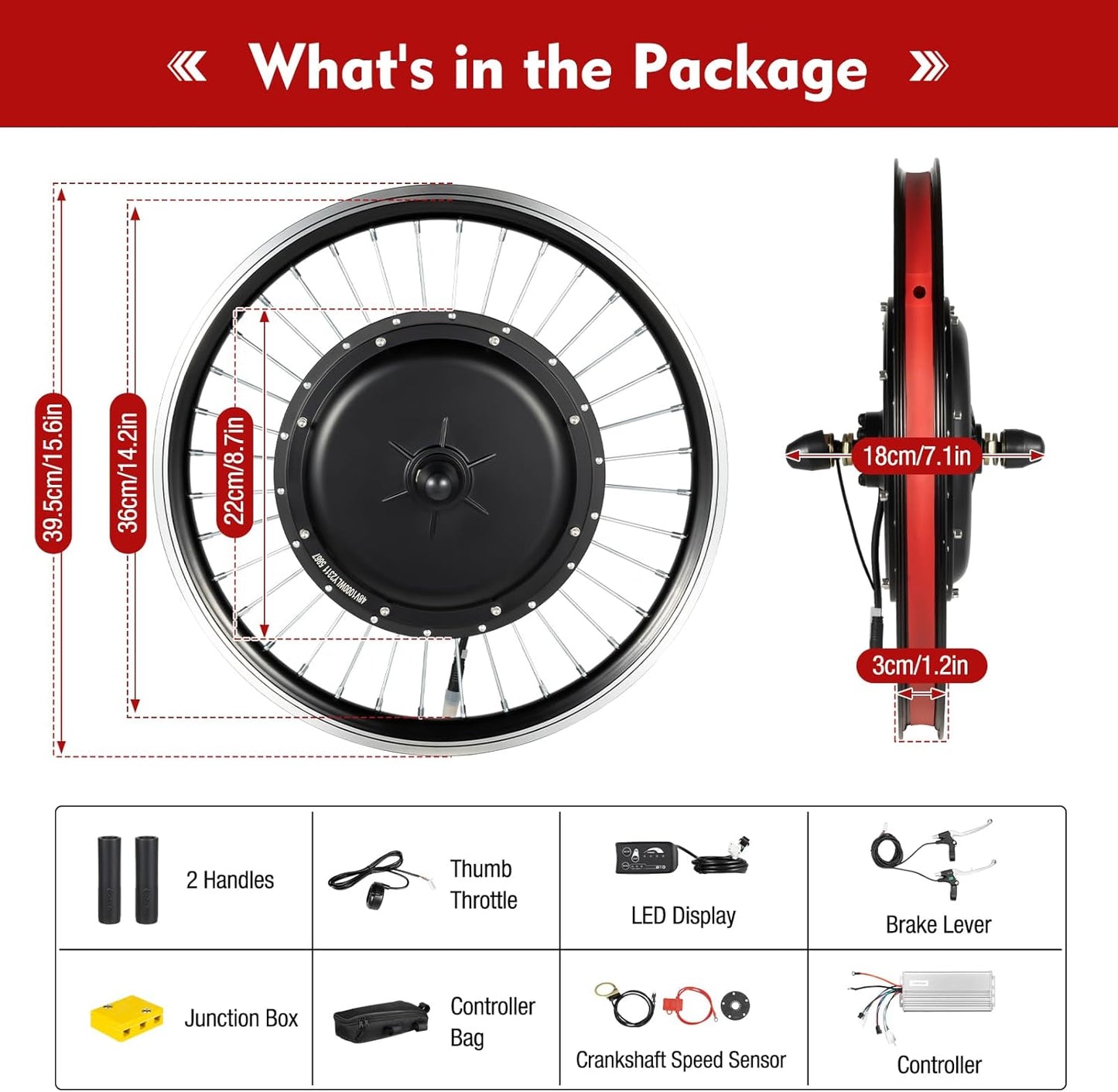 1000W E-Bike Conversion Kit - Rear Wheel for 28"/29"/700C with 5-Speed, Display & PAS | 264 lbs Capacity