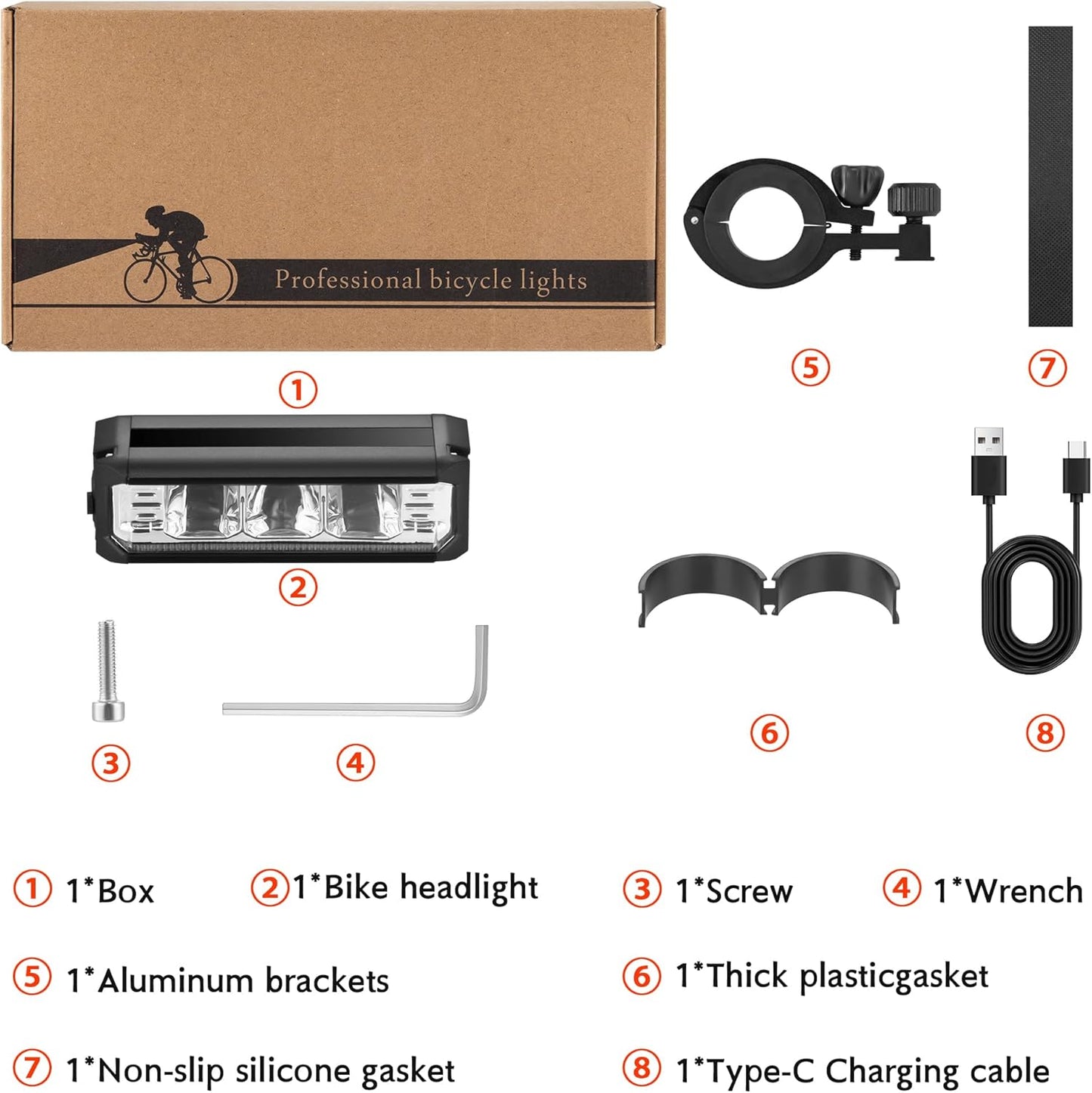 High Lumens Super Bright Bike Light for Night Riding, USB Rechargeable Bicycle Headlight, Waterproof Bike Headlight & Taillight Set for MTB Off-Road & Commuting Cycling