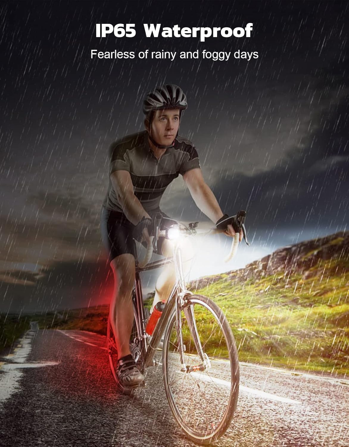 USB Rechargeable Bike Light Set - Front & Back IP65 Waterproof LED Bicycle Lights for Night Riding | 4+6 Modes, 1.5H Fast Charge, Easy Mount