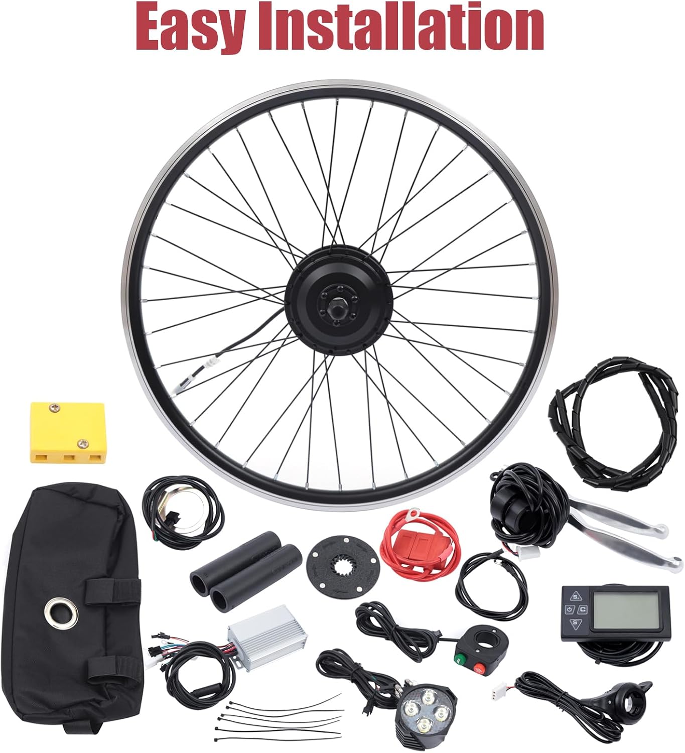 36V 350W Electric Bike Conversion Kit 26 Inch Front Wheel E-Bike Motor Hub Motor Set 5 Speed Adjustable 35 Km/H Electric Bicycle Kit LCD Display Controller for Mountain Bike Road Cycling Commuter