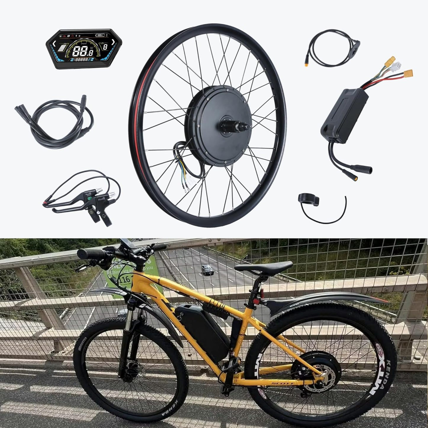 52V 2000W Electric Bike Rear Wheel Motor Kit with LCD & PAS System