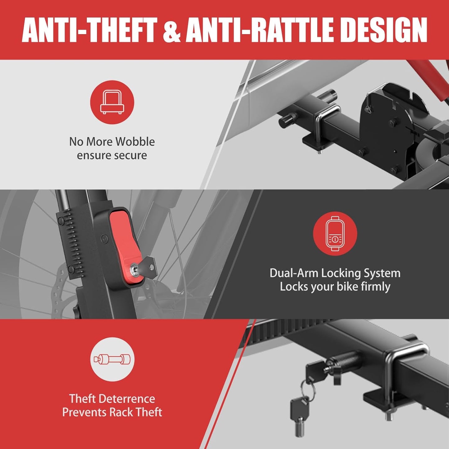 170lbs Bike Rack with Ramp – Foldable Ebike Carrier for 2 Heavy E-Bikes, Fat Tire up to 5", Fits 2" Hitch SUV RV Trailer