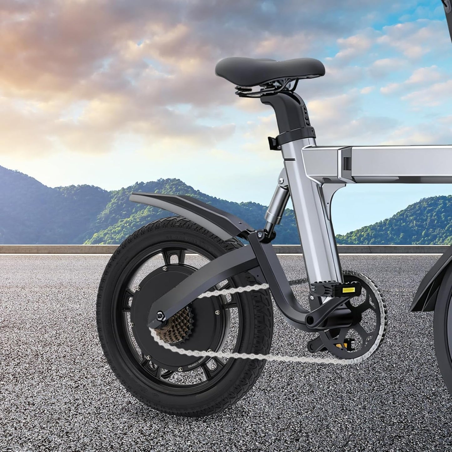 16" 48V 1000W Rear Wheel Electric Bike Conversion Kit with LCD & PAS | 470 RPM Hub Motor