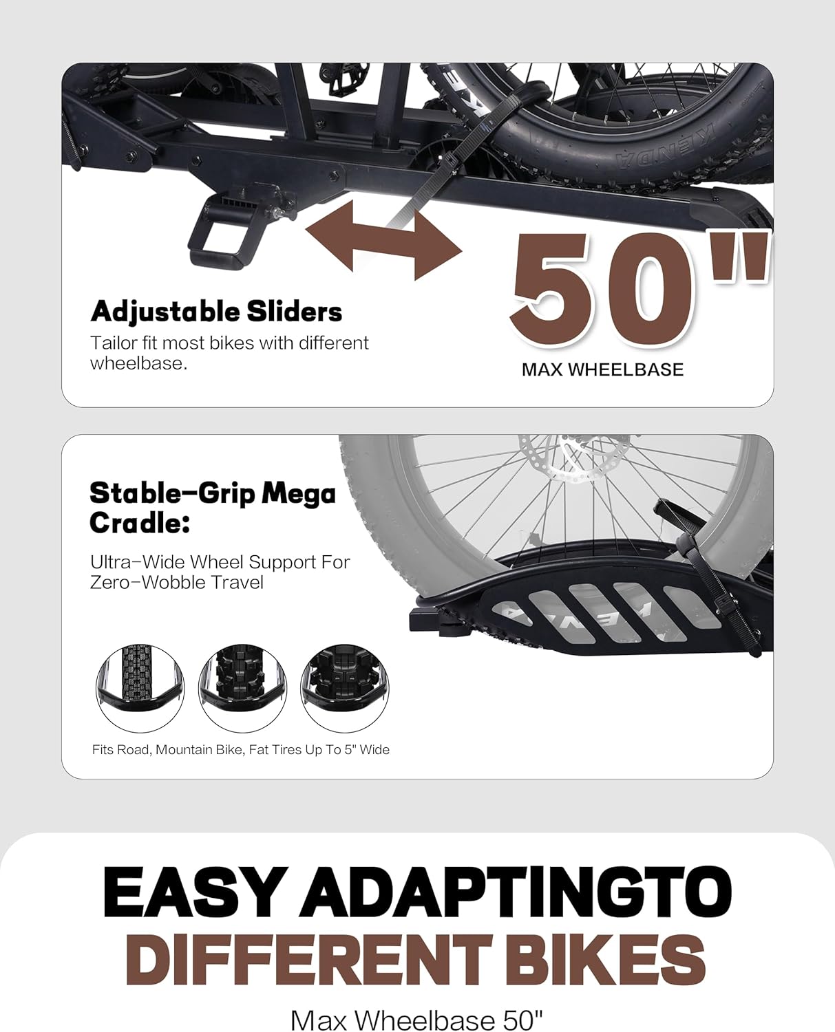 E-Bike Rack with Ramp – 200 lbs Capacity Hitch 2 Bike Rack, Foldable Platform Carrier for Cars Trucks SUVs Minivans, Up to 5" Fat Tire, 2" Receiver