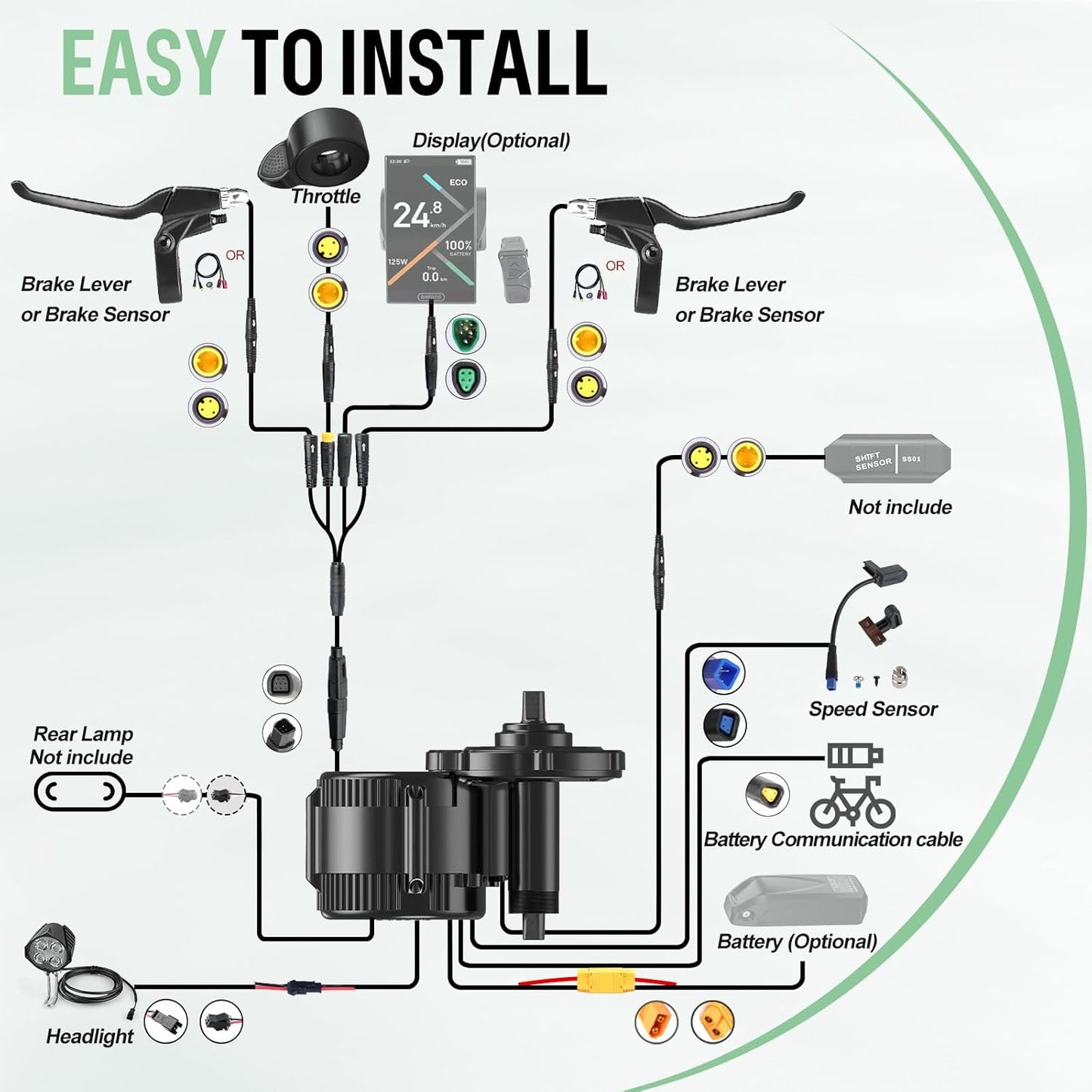 BAFANG BBS02B / BBS-HD Mid Drive E-Bike Kit – 750W/1000W Motor for 68-73mm Frames (Battery Optional)