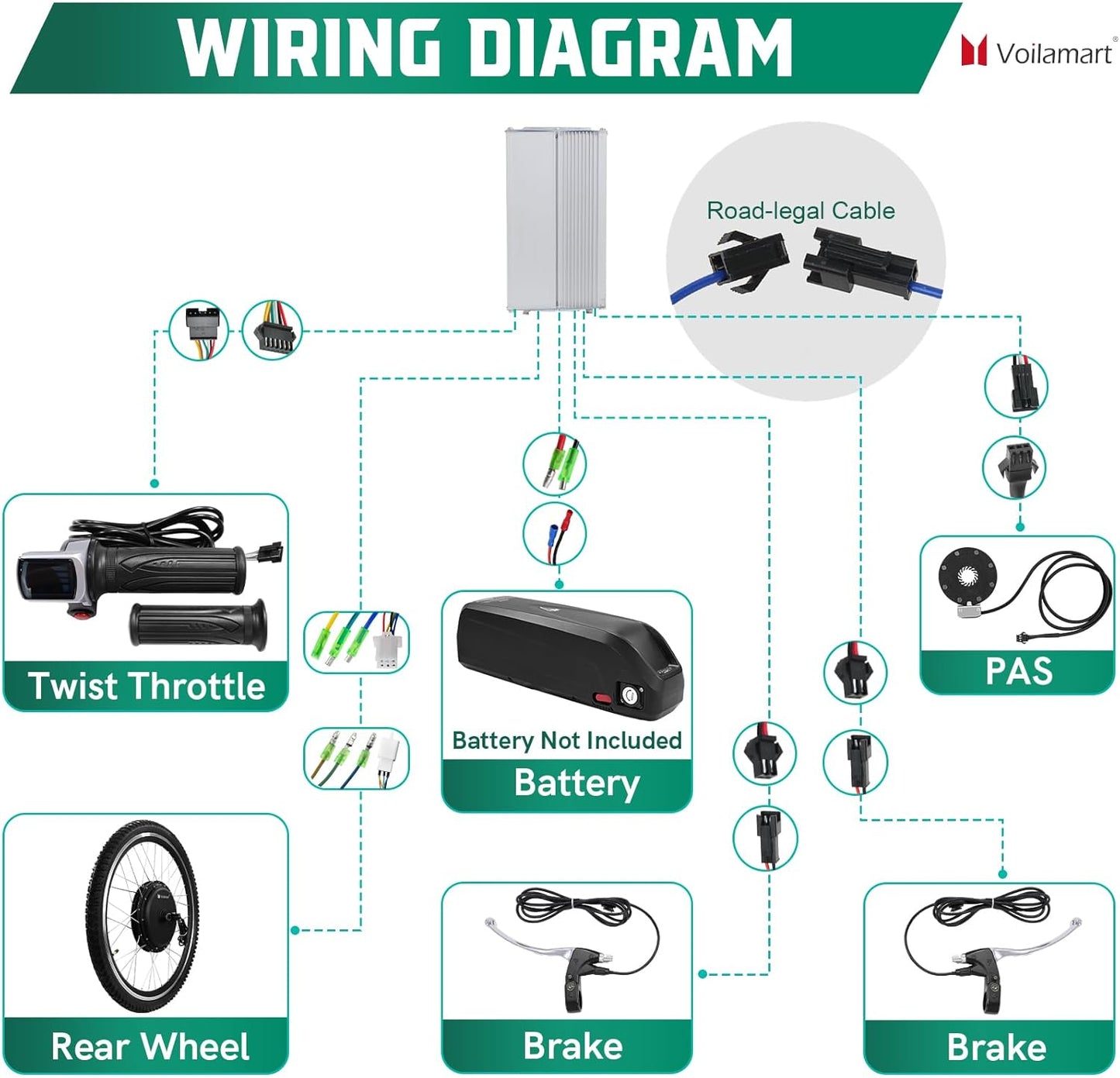 48V 1000W E-Bike Conversion Kit for 26" Bicycles - Rear Hub Motor Kit