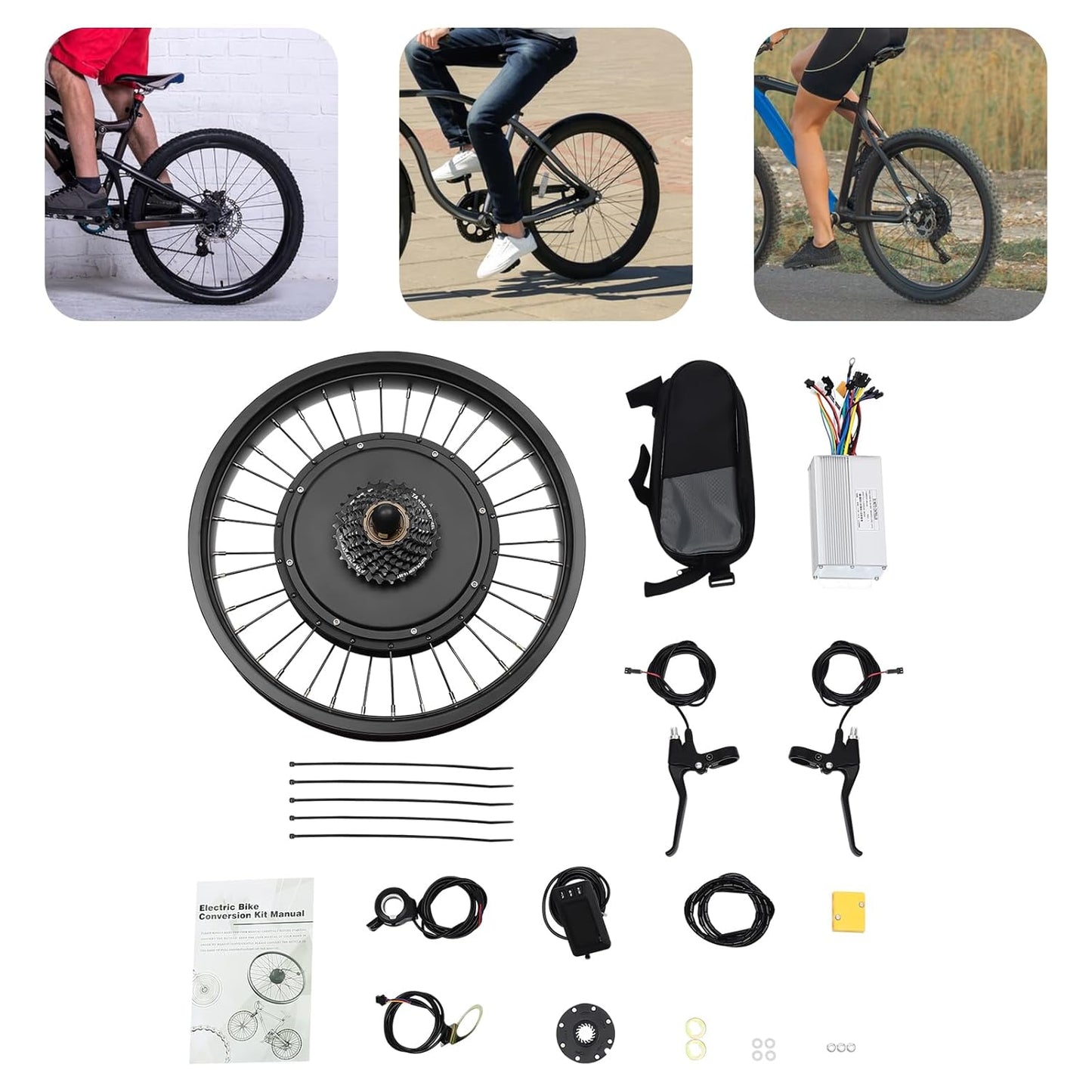 20" 48V 2000W E-Bike Conversion Kit, Rear Wheel Motor for Snow Bike & Snowmobile