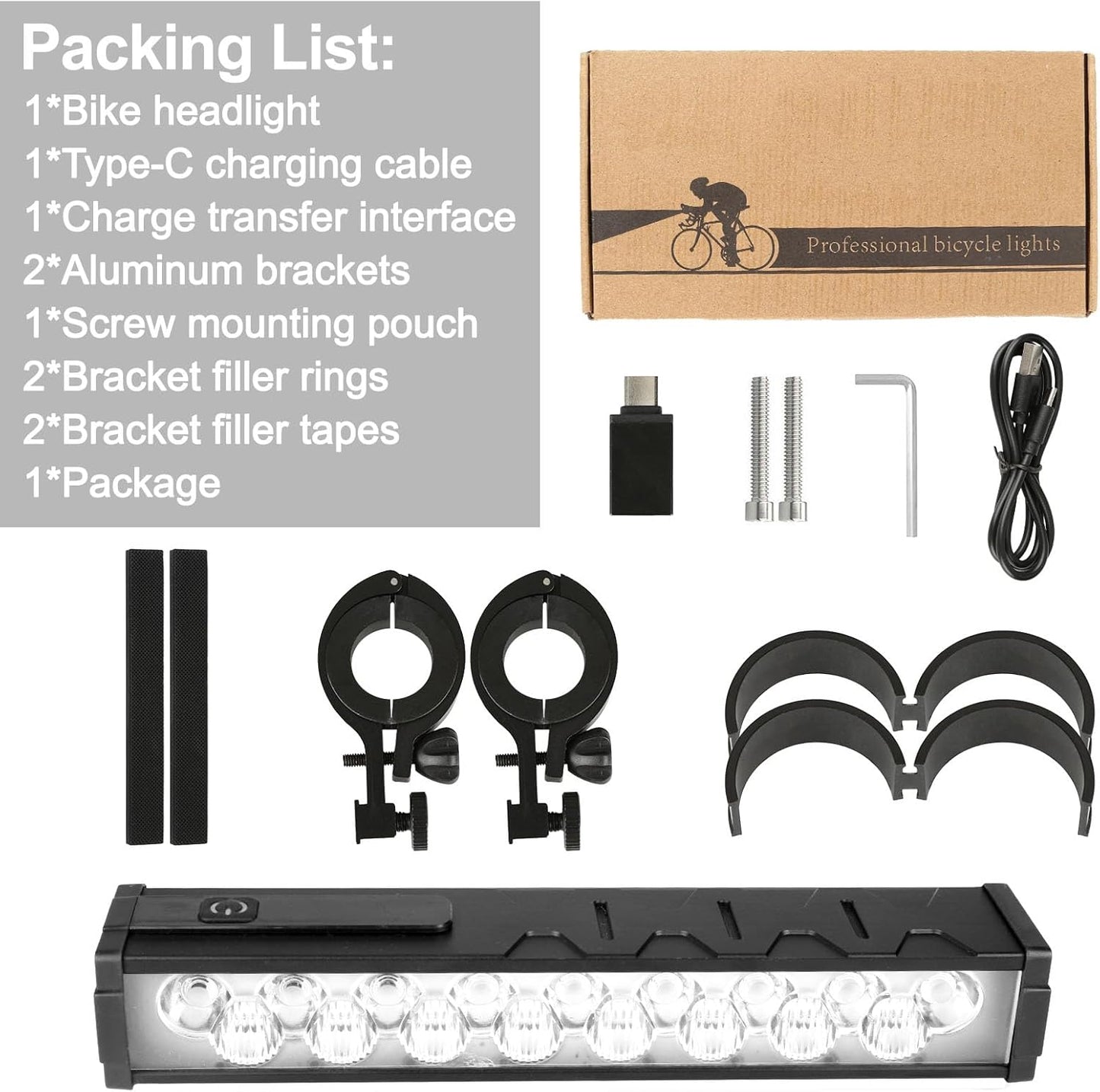 4800 Lumen Super Bright Bike Light Set - USB-C Rechargeable, IP65 Waterproof Bicycle Headlight for Commuters, Adults & Kids