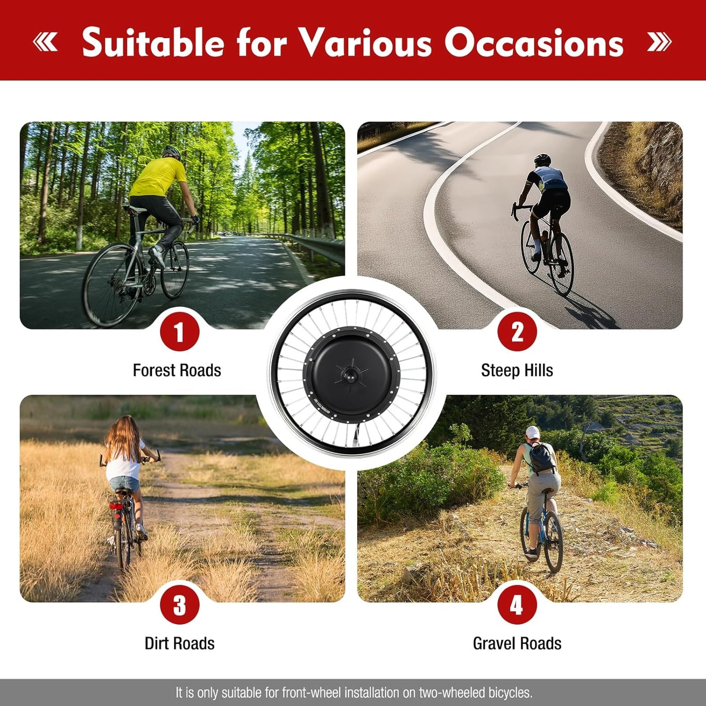 1000W E-Bike Conversion Kit - Rear Wheel for 28"/29"/700C with 5-Speed, Display & PAS | 264 lbs Capacity