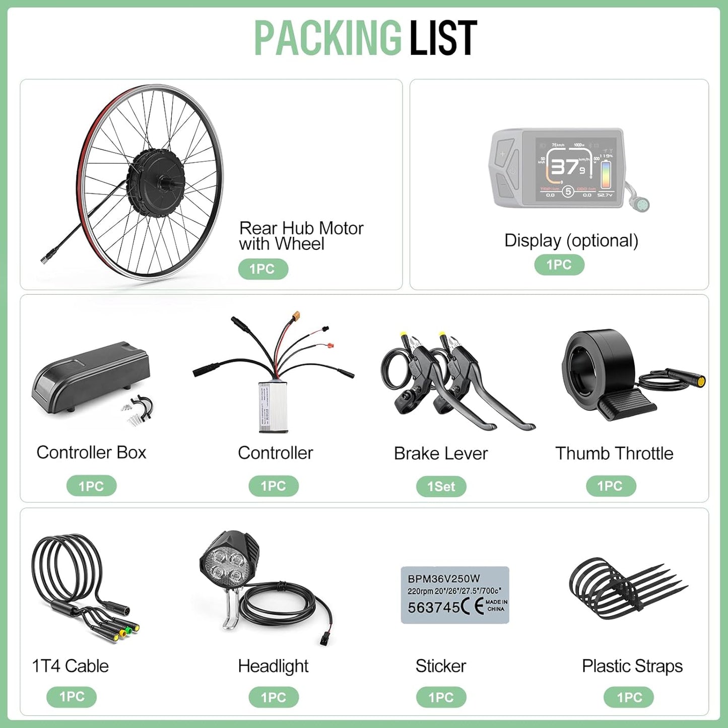 BAFANG Rear Hub Motor Conversion Kit – 48V 500W/750W for 20" to 700C Wheels (Battery & Display Optional)