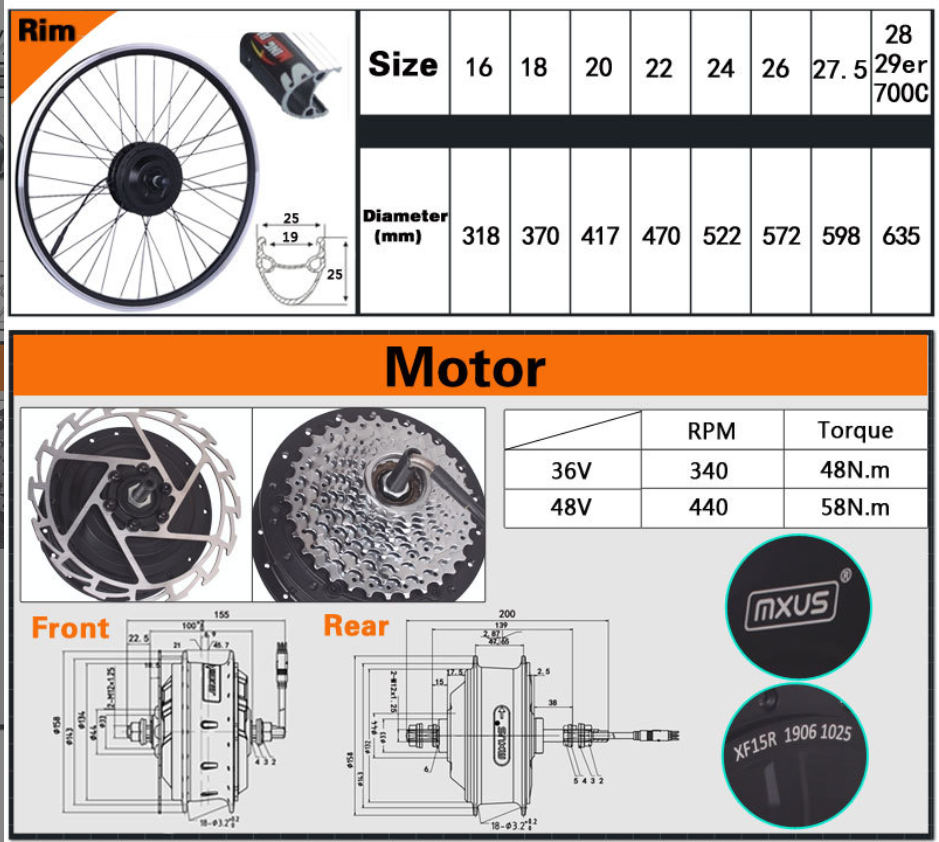 350W/500W Motor Wheel Convert Mountain Bike  to Electric Assist Kit
