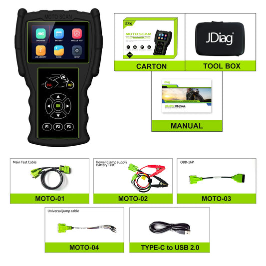 JDiag M100 Pro Motorcycle Diagnostic Scanner OBD2 Fault Diagnostic Tool ,Read/Clear Fault Code, ABS Test, Freeze Data For Kawasaki Yamaha Suzuki
