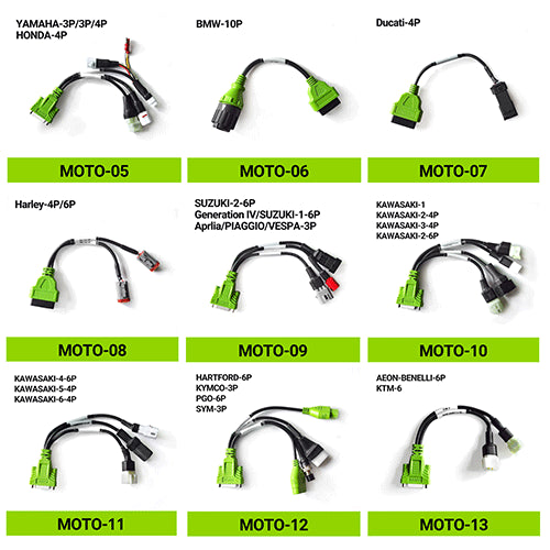 JDiag OBD2 Test Cables, With JDiag M100Pro/M200/M300 Motorcycle Scanner, For BMW-10P, Harley-4P/6P, YAMAHA-3P/4P, HONDA-4P