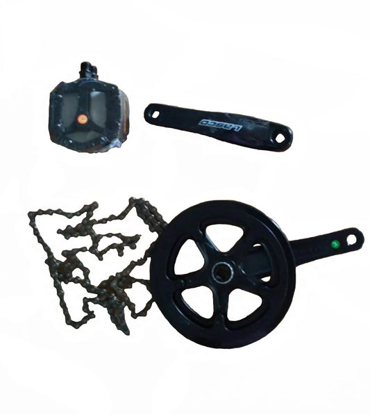 Stealth Bomber E-Bike Crankset - 52T 140mm Aluminum Alloy Chainwheel + Pedals