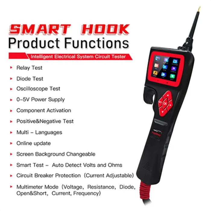 TopDiag P200 Automotive Power Circuit Probe Kit, 12V 24V Electrical Test Tool with Multimeter, Relay Test, Fuel Injector Tester