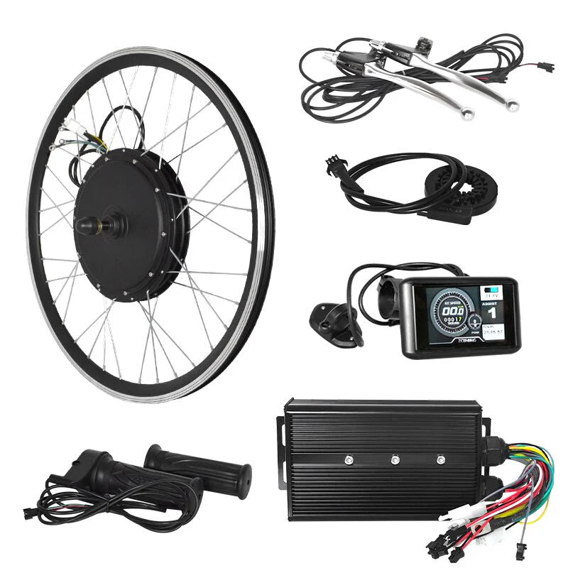 2000W Electric Bike Conversion Kit - 48V Hub Motor w/ KT-50A Sine Wave Controller, LCD Display & Tire (DIY E-Bike Upgrade)