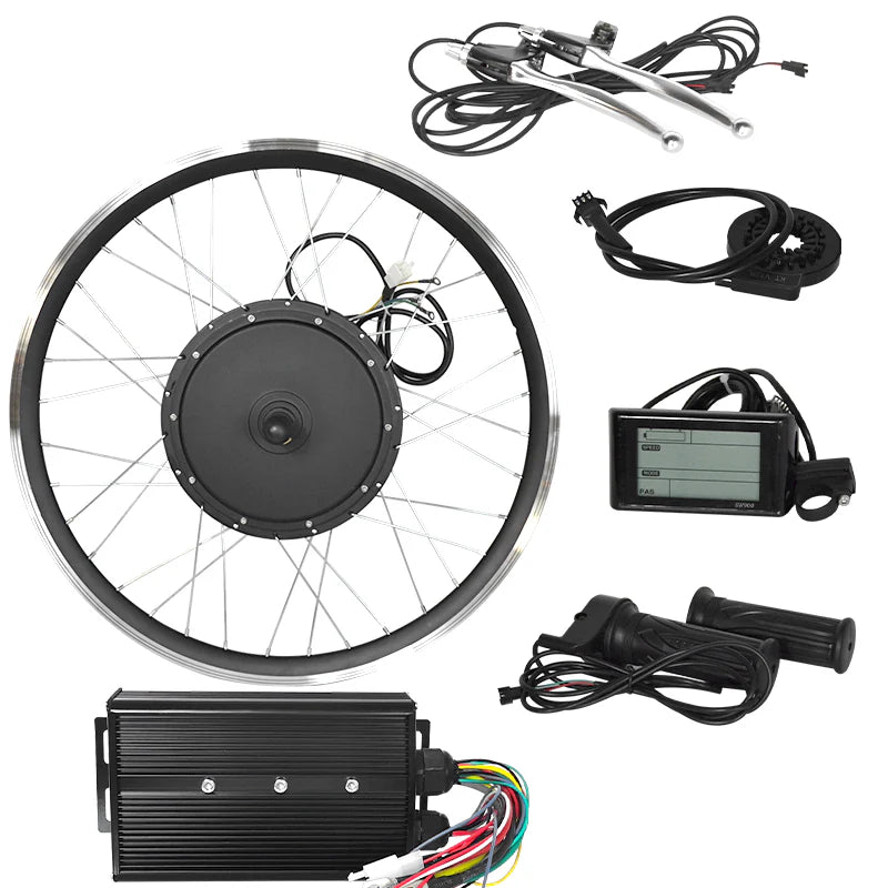 2000W Electric Bike Conversion Kit - 48V Hub Motor w/ KT-50A Sine Wave Controller, LCD Display & Tire (DIY E-Bike Upgrade)