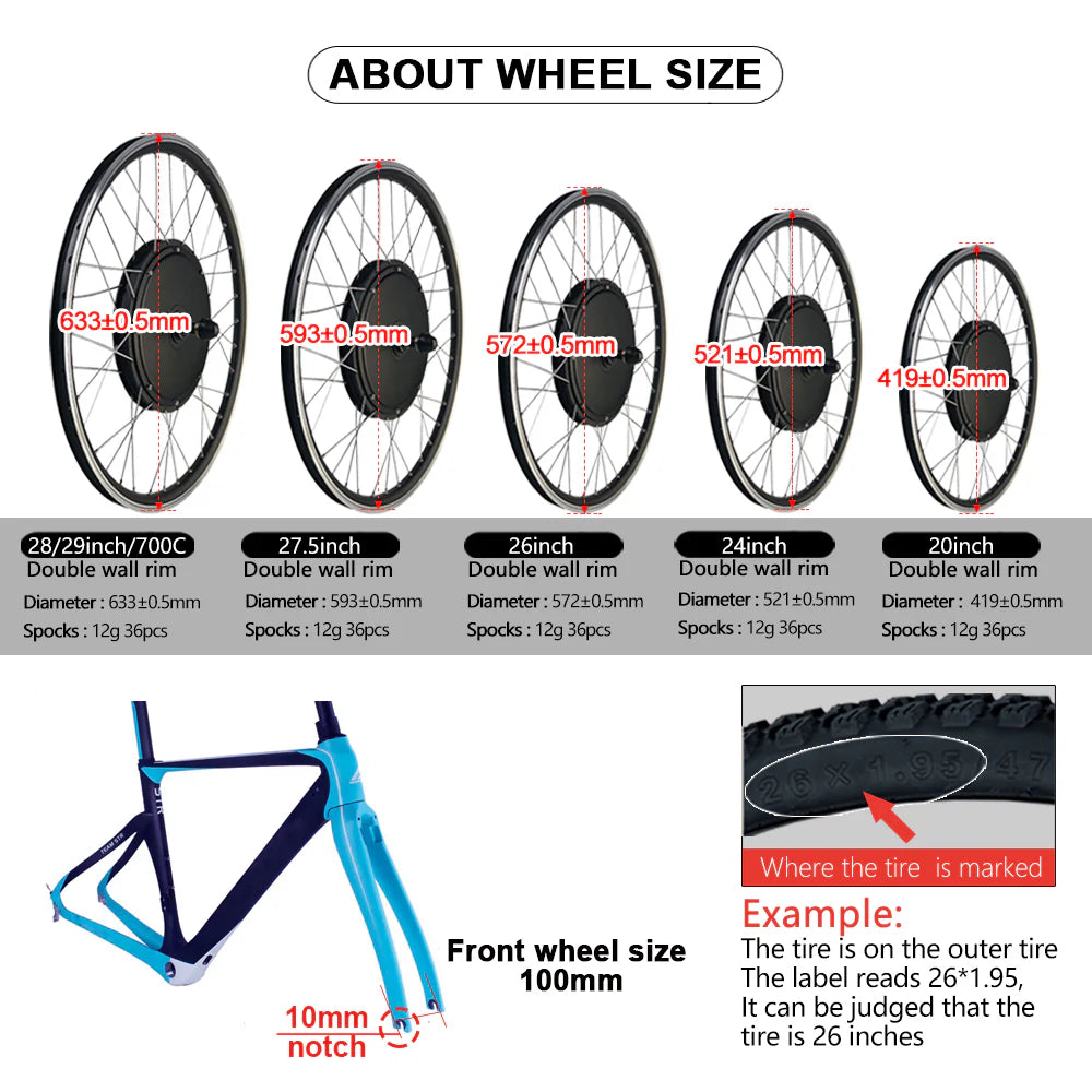 48V 1000W E-Bike Conversion Kit with KT LCD Display & Sine Wave Controller