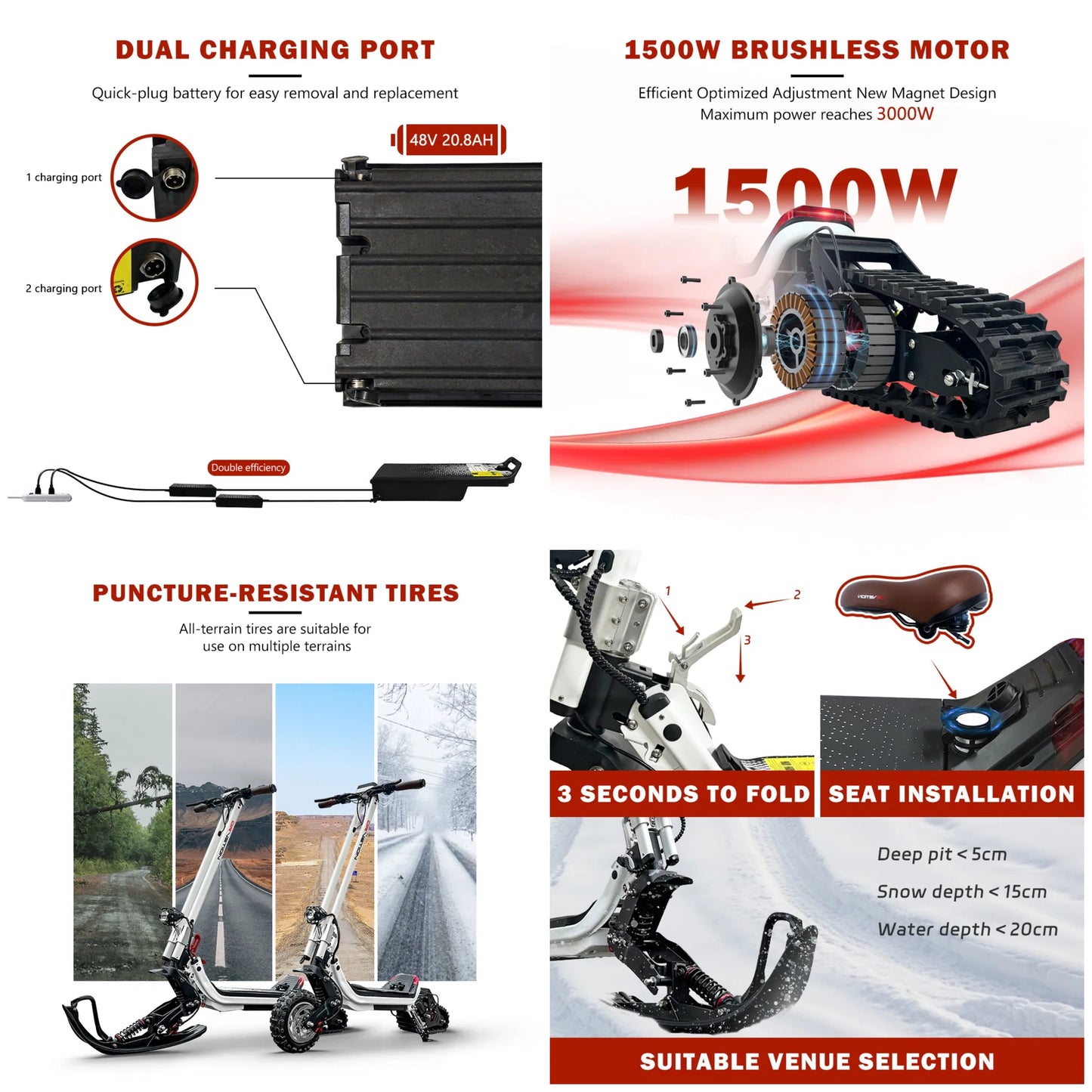 DIY Electric Off-Road Snowbike Sled - 130kg Heavy-Duty Winter Cruiser